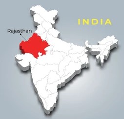India Map with Rajasthan Highlight